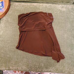 NWOT Brown Asymmetrical Strapless Tube Top
